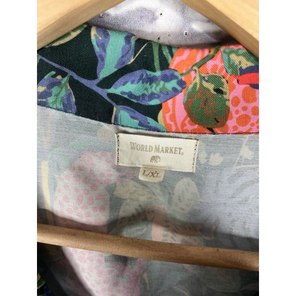 WORLD MARKET Women's Green Botanical Jungle Button Down Nightgown L/XL - Picture 4 of 7